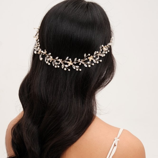 Jon Richard Jon Richard Gold Plated Pearl And Crystal Floral Hair Vine