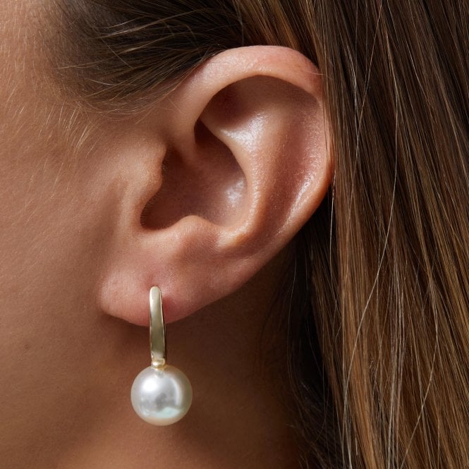 Jon Richard Jon Richard Gold Plated Pearl Drop Hoop Earrings