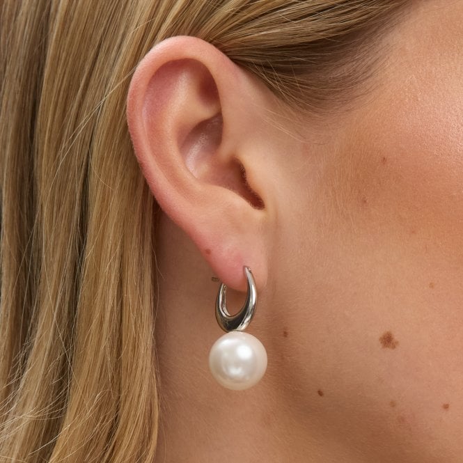 Jon Richard Jon Richard Gold Plated Polished And Crystal Stone Pearl Hoops