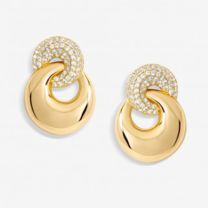 jon richard Jon Richard Gold Plated Polished And Pave Circle Drop Earrings