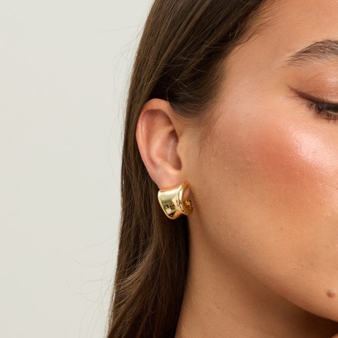 Jon Richard Jon Richard Gold Plated Polished Curved Clip Earrings