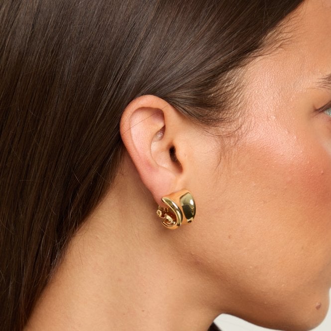 Jon Richard Jon Richard Gold Plated Polished Curved Clip Earrings