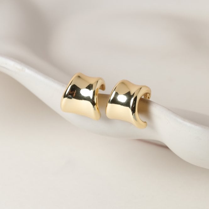 Jon Richard Jon Richard Gold Plated Polished Curved Clip Earrings