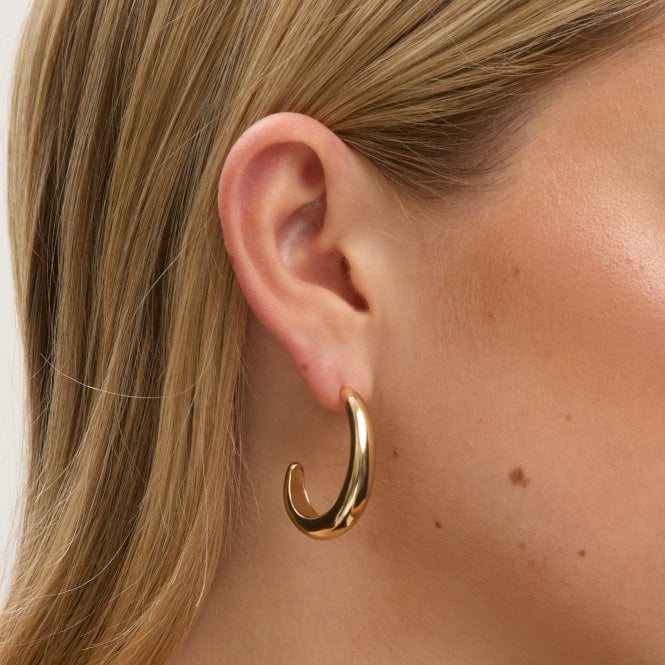 Jon Richard Jon Richard Gold Plated Polished Large Curve Hoops