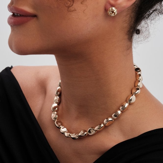 Jon Richard Jon Richard Gold Plated Polished Nugget Allway Necklace