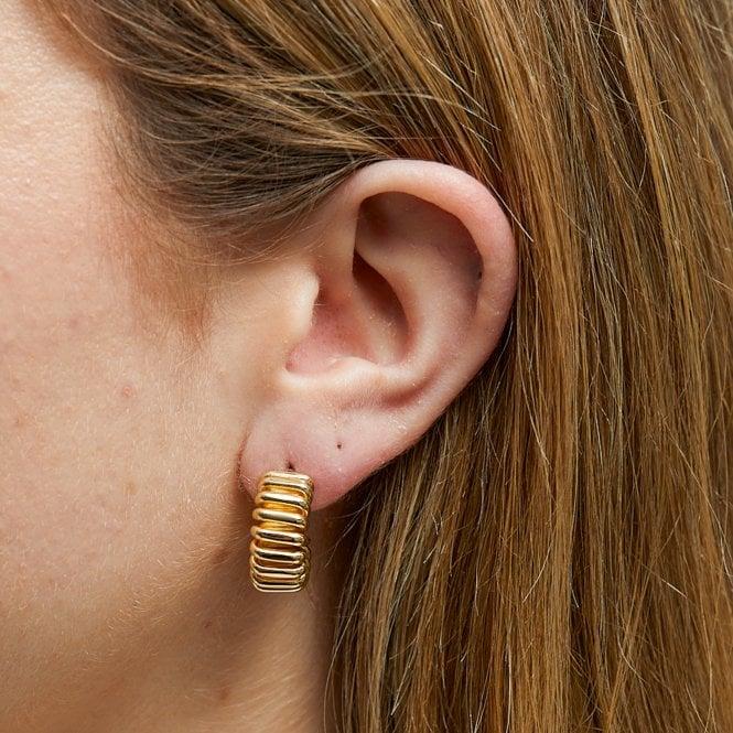 Jon Richard Jon Richard Gold Plated Polished Ribbed Hoop Earrings