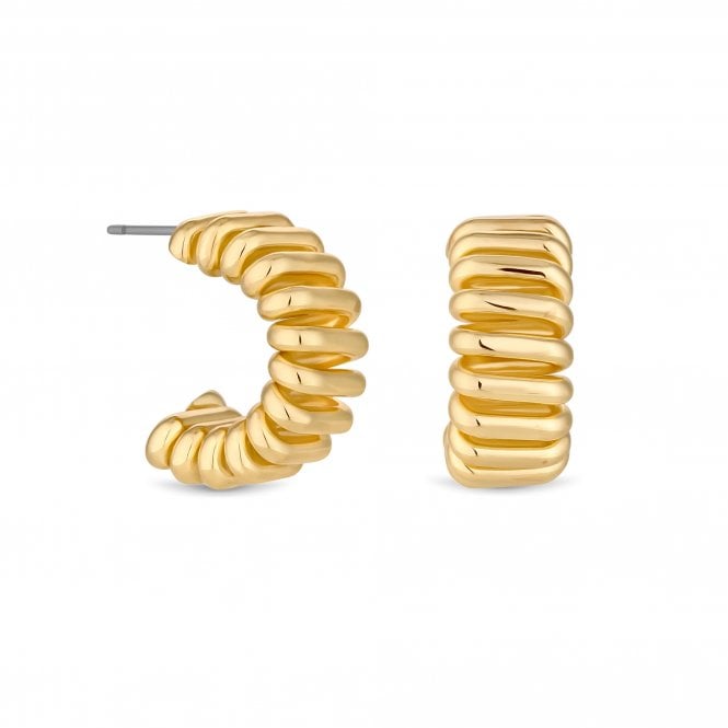 jon richard Jon Richard Gold Plated Polished Ribbed Hoop Earrings