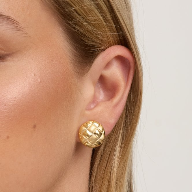 Jon Richard Jon Richard Gold Plated Quilted Brushed Clip Earrings