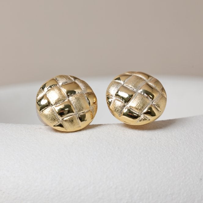 Jon Richard Jon Richard Gold Plated Quilted Brushed Clip Earrings