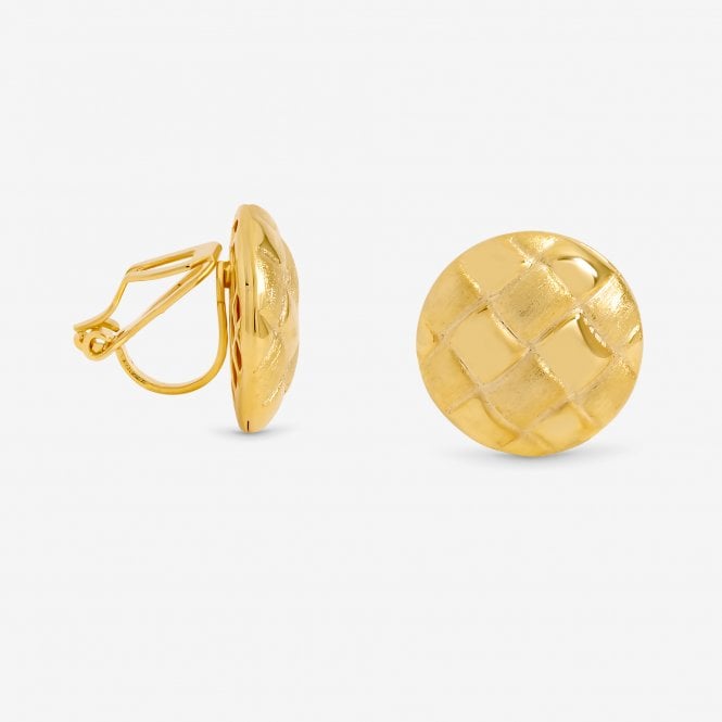 jon richard Jon Richard Gold Plated Quilted Brushed Clip Earrings