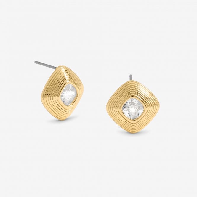 jon richard Jon Richard Gold Plated Ridge And Crystal Stud Earrings