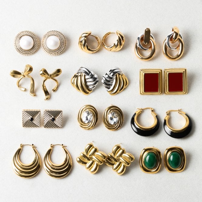 Jon Richard Jon Richard Gold Plated Ridge And Jet Square Earrings