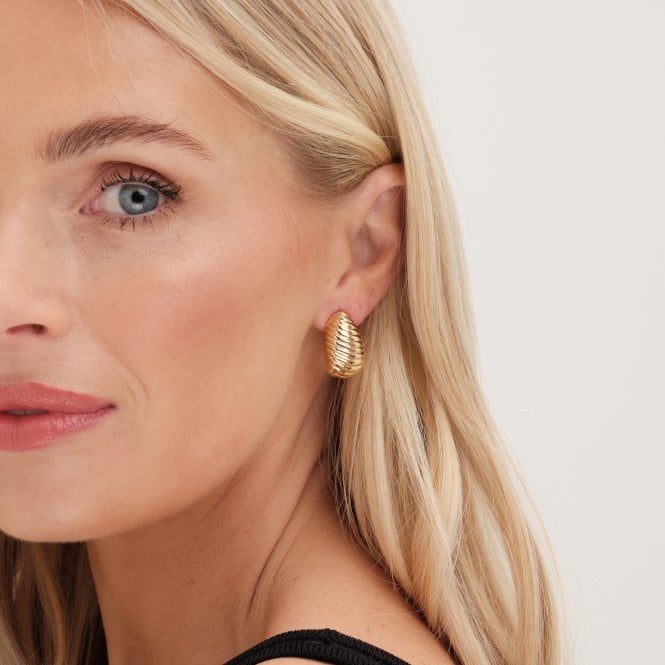 Jon Richard Jon Richard Gold Plated Ridge Dome Hoops