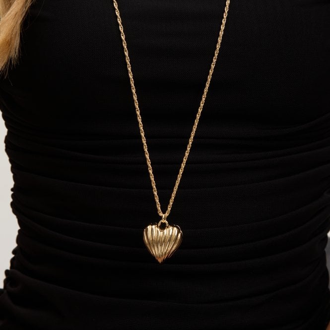 Jon Richard Jon Richard Gold Plated Ridge Heart Long Pendant