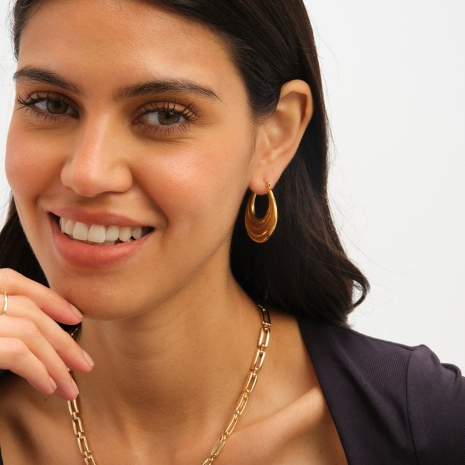 Jon Richard Jon Richard Gold Plated Ridge Hoop Earrings