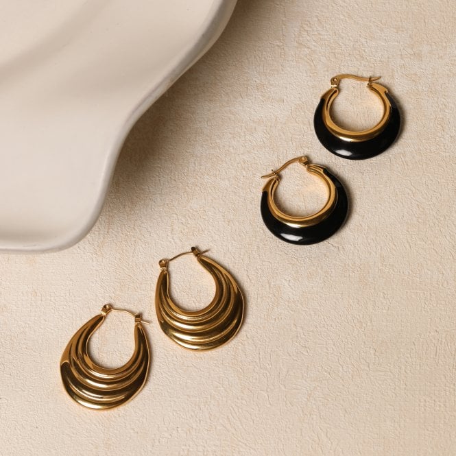 Jon Richard Jon Richard Gold Plated Ridge Hoop Earrings