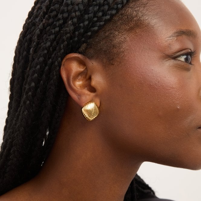 Jon Richard Jon Richard Gold Plated Ridge Square Clip Earrings