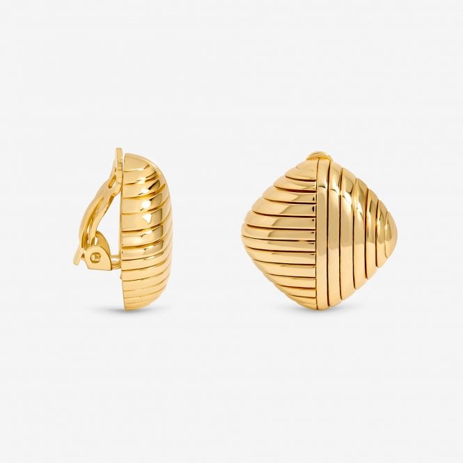 jon richard Jon Richard Gold Plated Ridge Square Clip Earrings