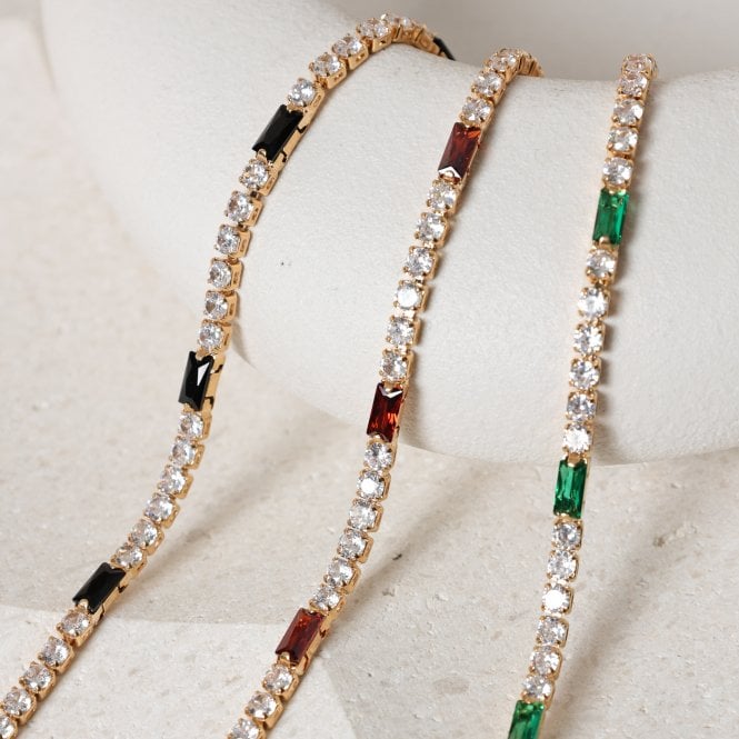 Jon Richard Jon Richard Gold Plated Round Stone And Emerald Tennis Bracelet