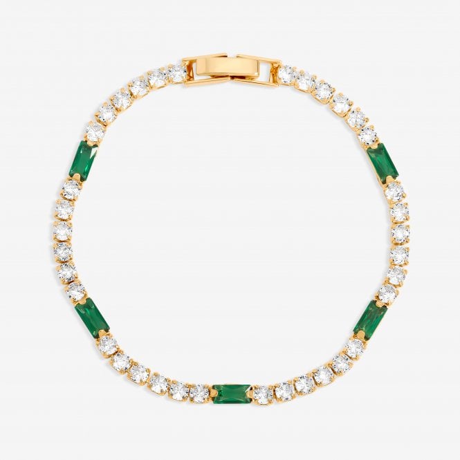 jon richard Jon Richard Gold Plated Round Stone and Emerald Tennis Bracelet