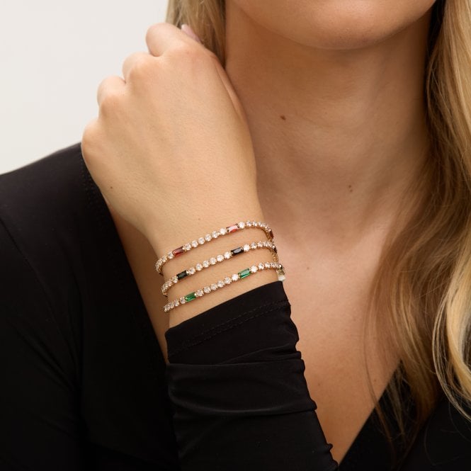 Jon Richard Jon Richard Gold Plated Round Stone And Jet Tennis Bracelet