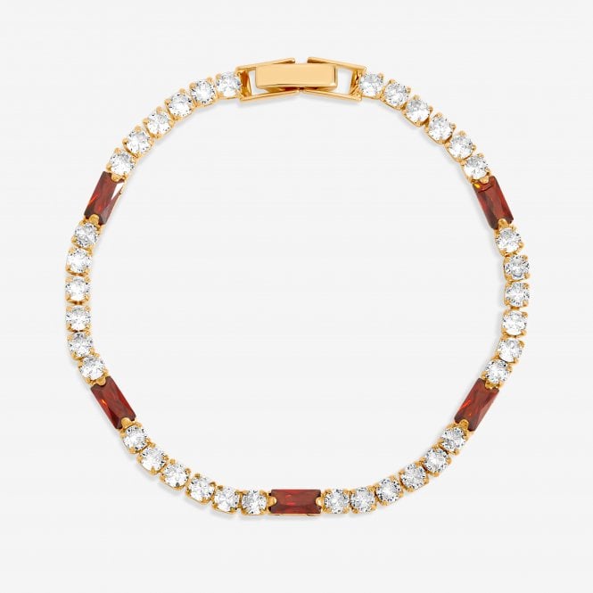 jon richard Jon Richard Gold Plated Round Stone and Ruby Tennis Bracelet