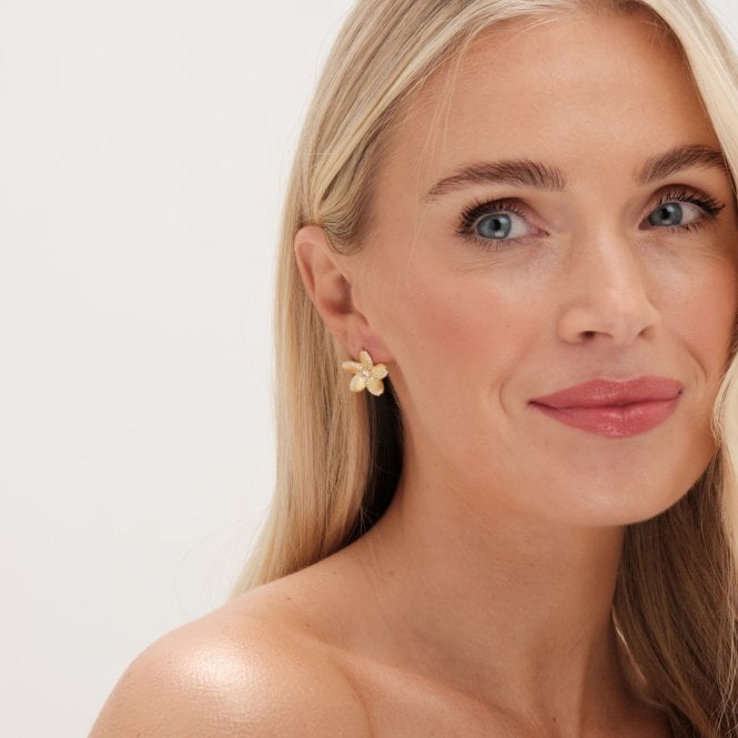 Jon Richard Jon Richard Gold Plated Satin Floral Earrings