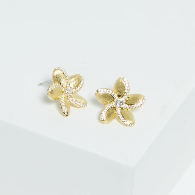 Jon Richard Jon Richard Gold Plated Satin Floral Earrings