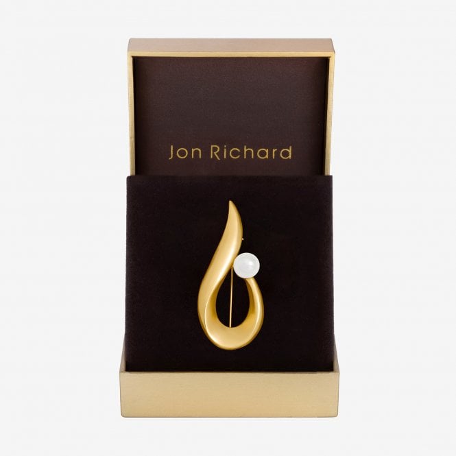Jon Richard Jon Richard Gold Plated Satin Swirl And Pearl Brooch - Gift Box