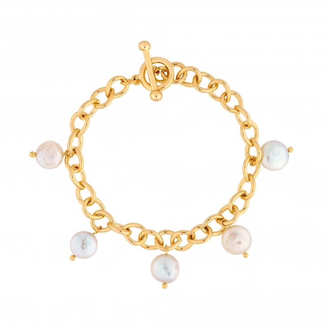 jon richard Jon Richard Gold Plated Semi Precious Pearl And Chain Bracelet