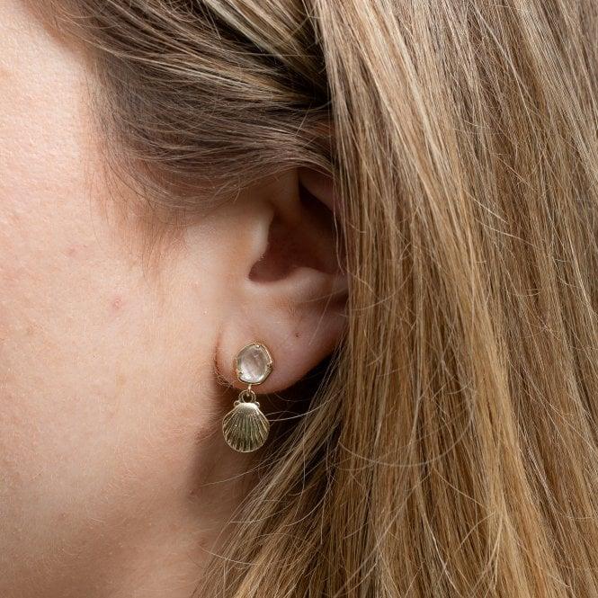 jon richard Jon Richard Gold Plated Shell And Crystal Drop Earrings