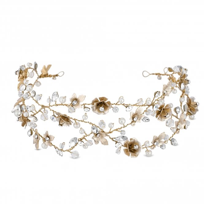 jon richard Jon Richard Gold Plated Sienna Gold Floral Hair Vine - Gift Pouch