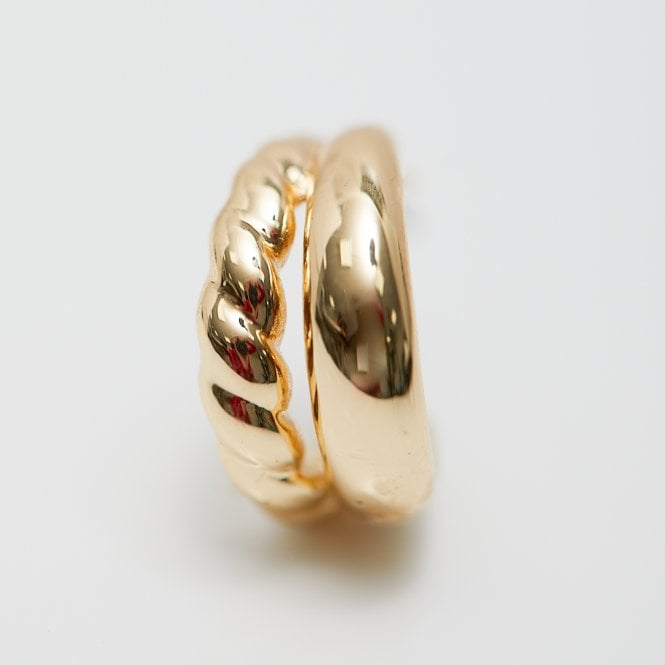 Jon Richard Jon Richard Gold Plated Stainless Steel Polished And Textured Hoop Earrings