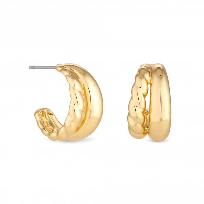 jon richard Jon Richard Gold Plated Stainless Steel Polished And Textured Hoop Earrings