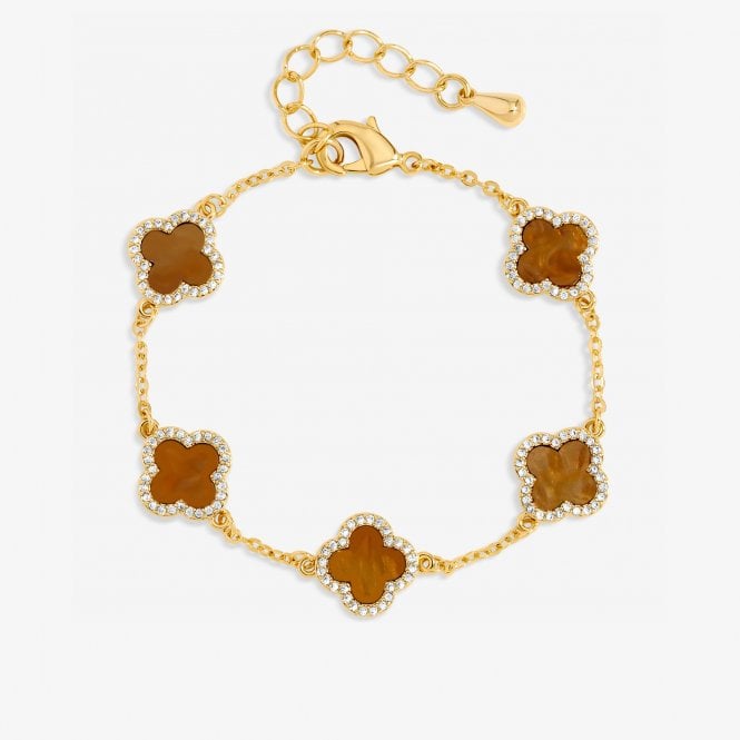 jon richard Jon Richard Gold Plated Tigers Eye Clover Bracelet