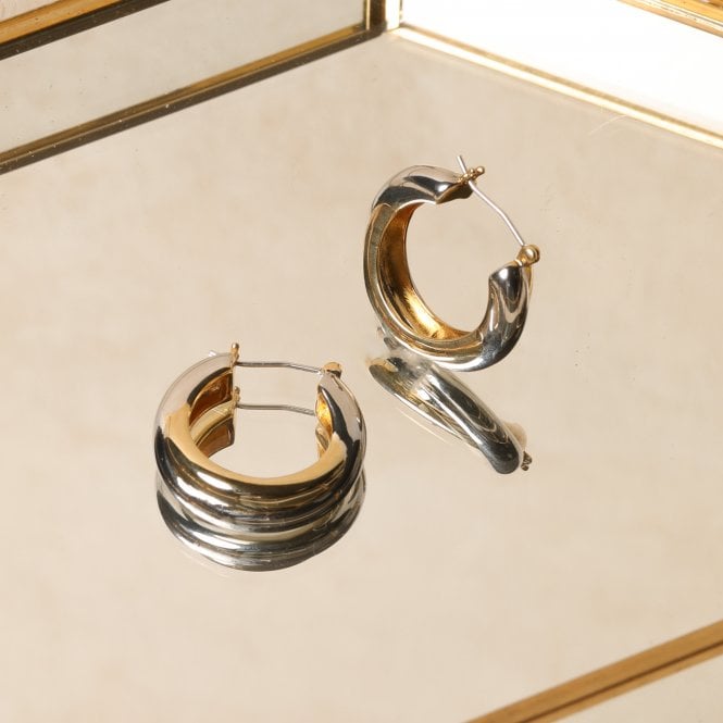 Jon Richard Jon Richard Gold Plated Two Tone Hoop Earrings