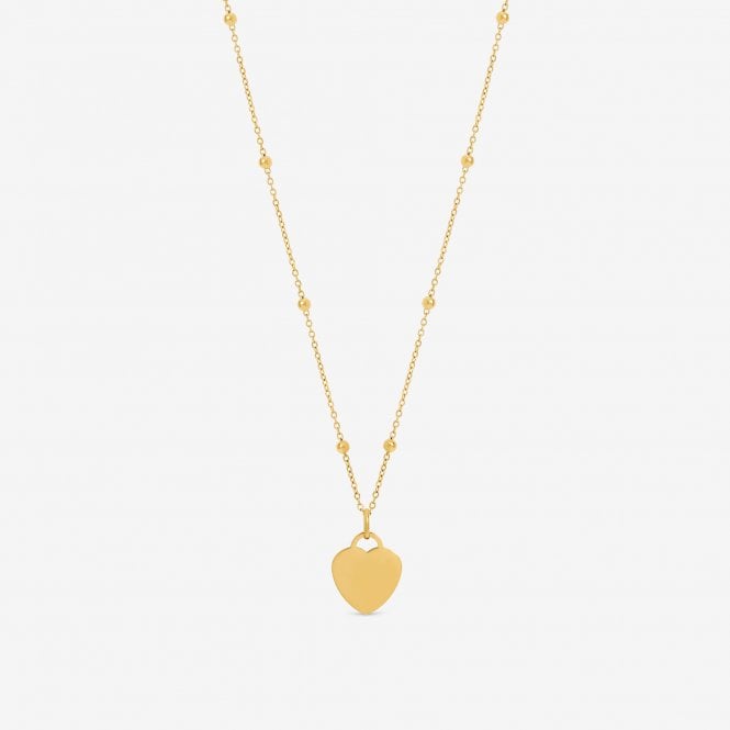 Jon Richard Jon Richard Gold Plated Waterproof Engravable Heart Ball Chain Necklace