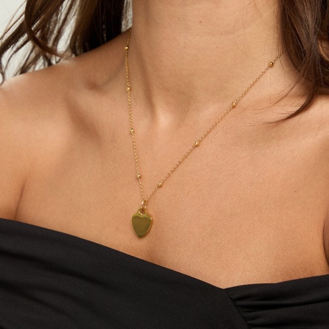 Jon Richard Jon Richard Gold Plated Waterproof Engravable Heart Ball Chain Necklace