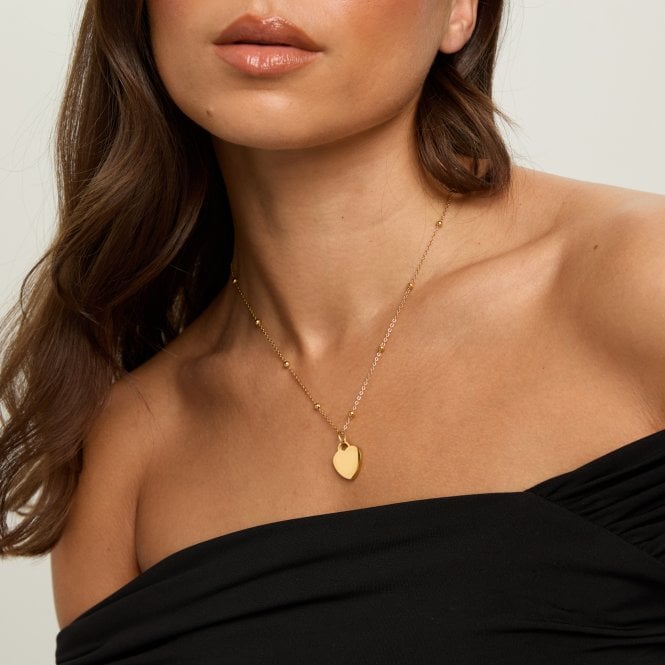 Jon Richard Jon Richard Gold Plated Waterproof Engravable Heart Ball Chain Necklace