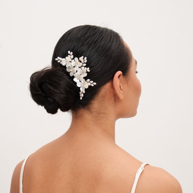Jon Richard Jon Richard Gold Plated White Floral And Crystal Hair Comb