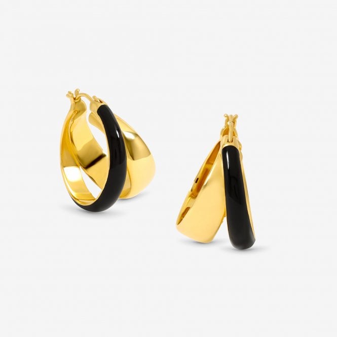 jon richard Jon Richard Gold Polished And Jet Enamel Double Hoop Earrings