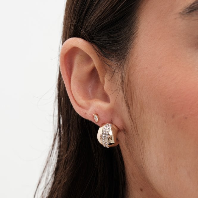 Jon Richard Jon Richard Gold Polished Crystal Dome Stud Earrings