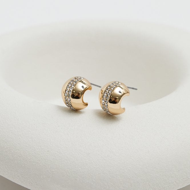 Jon Richard Jon Richard Gold Polished Crystal Dome Stud Earrings