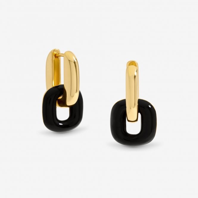 jon richard Jon Richard Gold Polished Link And Jet Enamel Link Earrings