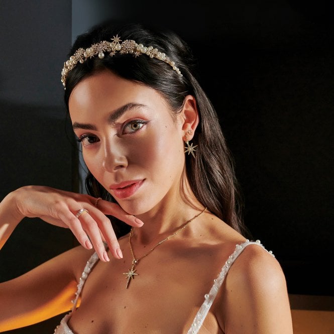 Jon Richard Jon Richard Gold Star And Pearl Tiara - Gift Pouch