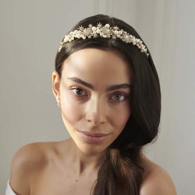 Jon Richard Jon Richard Gold Star And Pearl Tiara - Gift Pouch