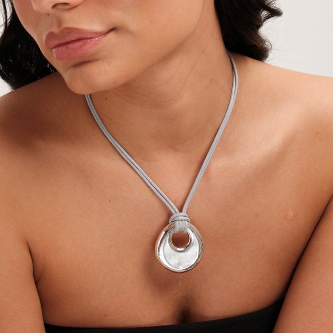Jon Richard Jon Richard Grey Cord And Silver Plated Polished Pendant