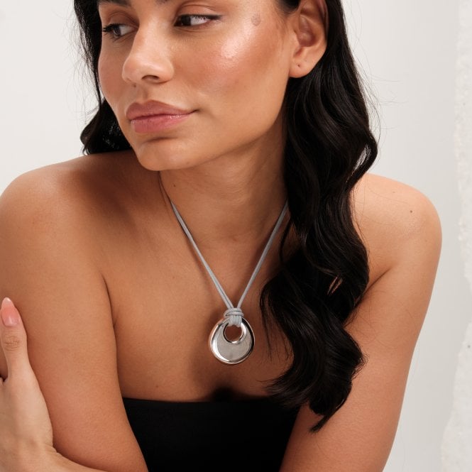 Jon Richard Jon Richard Grey Cord And Silver Plated Polished Pendant