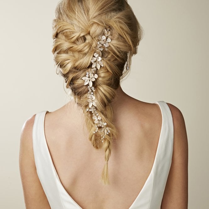 Jon Richard Jon Richard Janelle Gold Plated Brushed Leaf And Painted Floral Hair Vine - Gift Pouch