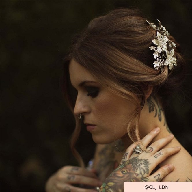 Jon Richard Jon Richard Lila Silver Floral Crystal And Pearl Hair Vine - Gift Pouch